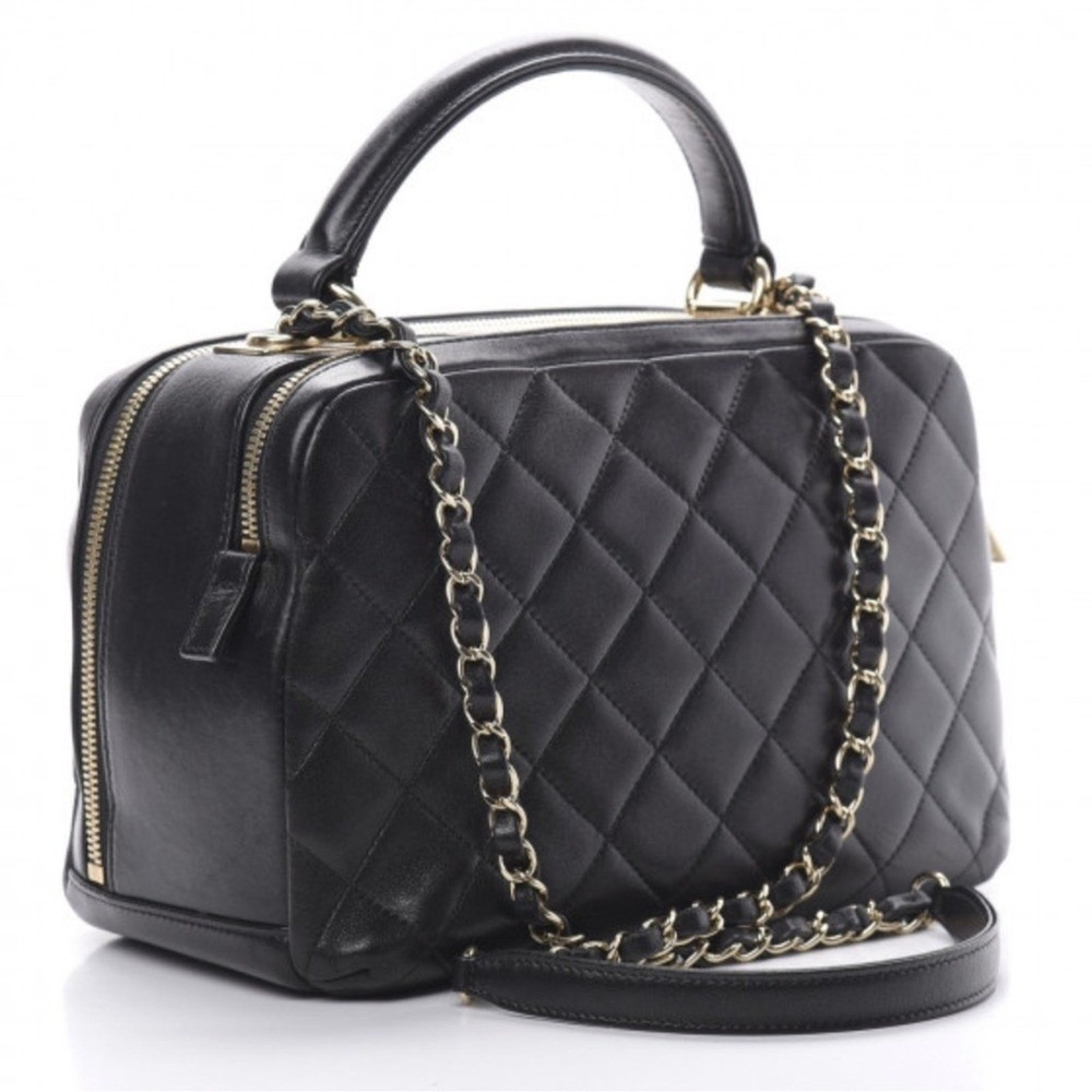 Chanel Trendy CC Bowling Bag Black Quilted Lambskin Gold Hardware SatchelHandbag - Picture 14 of 15